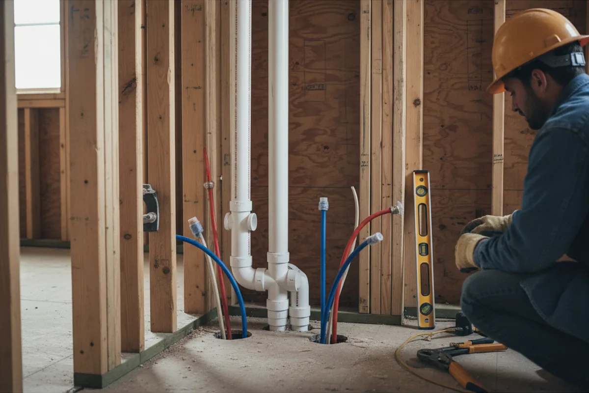 Drain and supply rough-in during Garbage Disposal Repair in Ronkonkoma