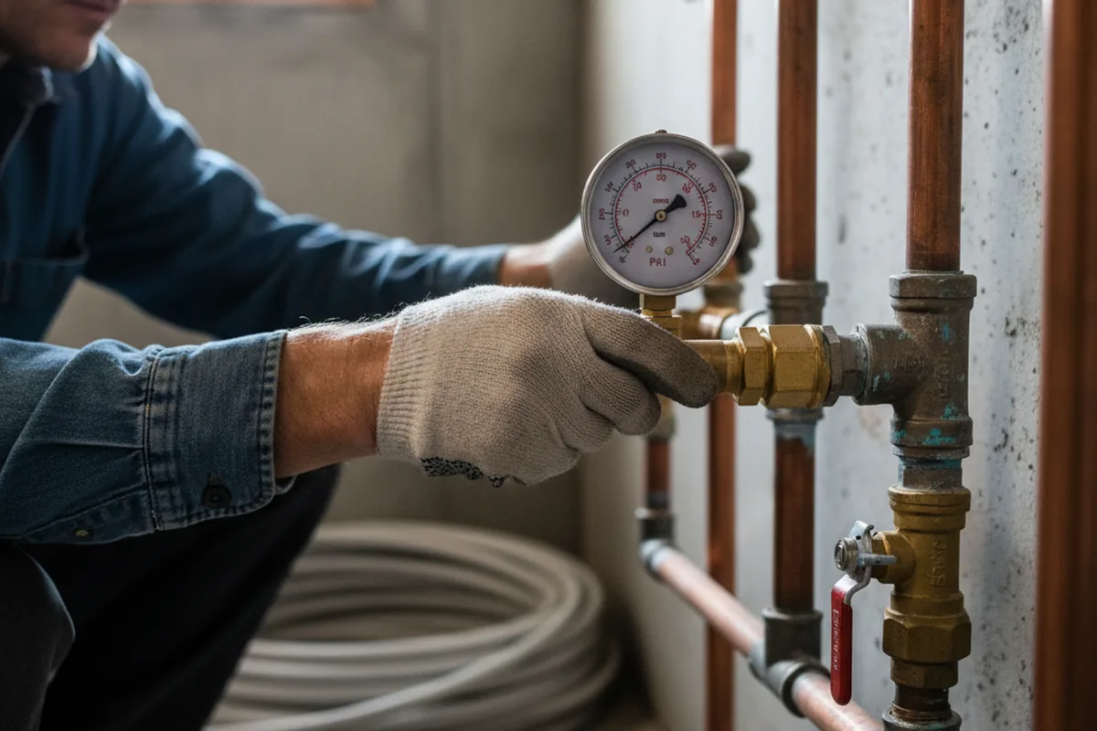 Pressure testing a repaired line during Water Line Repair in Ronkonkoma
